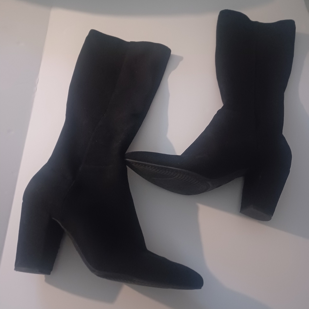 NOBO Tall Black Heeled Boots Sz 10